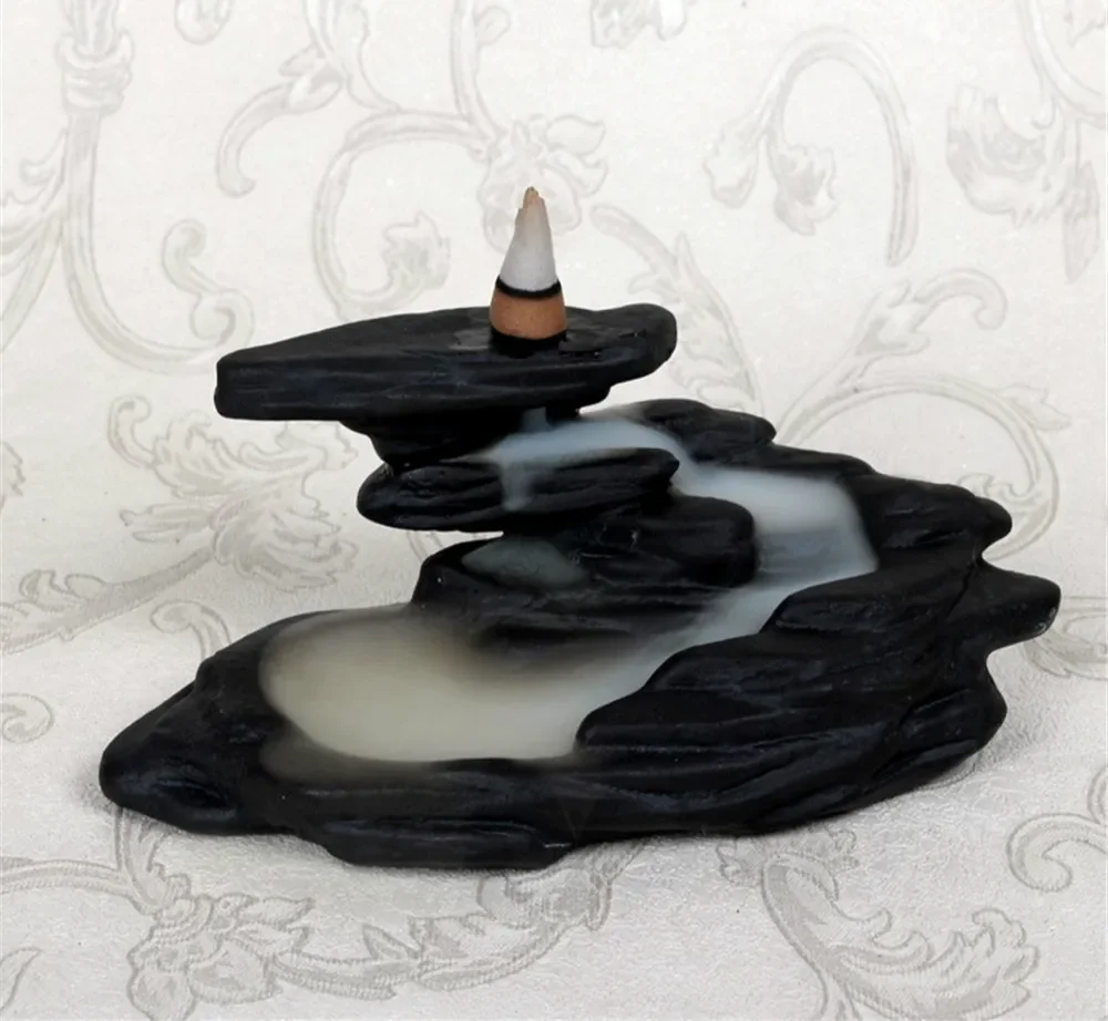Creative Mountain Waterfall Incense Burner Ceramic Stick Incense Censer Cone Backflow Burner Furnishing Aromatherapy
