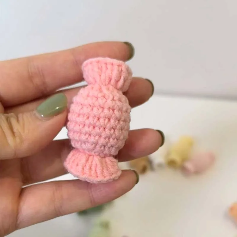 7Pcs Handmade Crochet Candy Cute Pendant Accessories Colorful Halloween Candy Inspired Play house toys