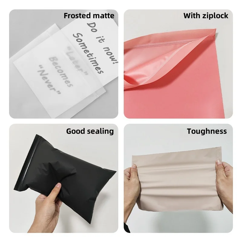 StoBag 50pcs Color Matte Frosted CPE Ziplock Bags Small Large Self-sealing Clothes Packaging Storage Plastic Reusable Pouches