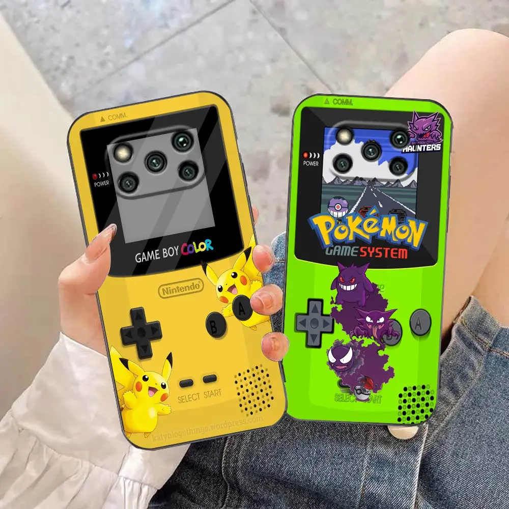 Case For Xiaomi Poco X5 X4 X3 M5 M4 M3 F5 F4 GT Pro NFC 5G 4G Black Shark 5 Mix 3 2S 2 4 Case Funda Game-Boy P-Pokemon P-Pikachu