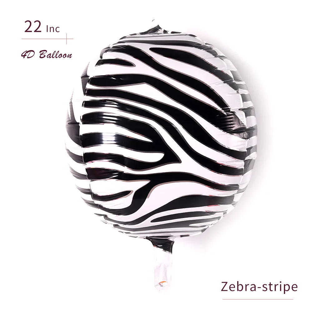 4/10Pcs 22inch 4D Round Animal Printed Leopard Zebra Tiger Giraffe Foil Balloons Jungle Safari Birthday Balloons Party Decor