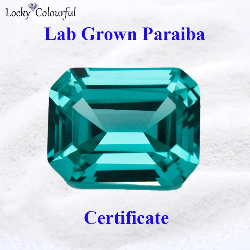 Lab Grown Paraiba VVS1 Emerald Cut Beads Charms for DIY Jewelry Making Necklace Earrings Materials Selectable AGL Certificate