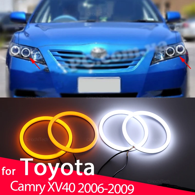 

White Yellow Cotton Smd LED Headlight Angel Eyes Bulb Halo Ring for Toyota Camry XV40 Pre-facelift Altise 2006-2009 Accessories