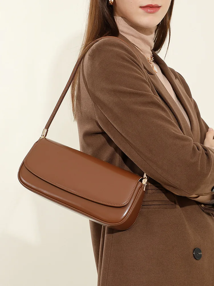 

Cowhide Genuine Leather Underarm Shoulder Bags For Women 2025 Luxury Designer high quality Baguette bag Ladies Handbag daily