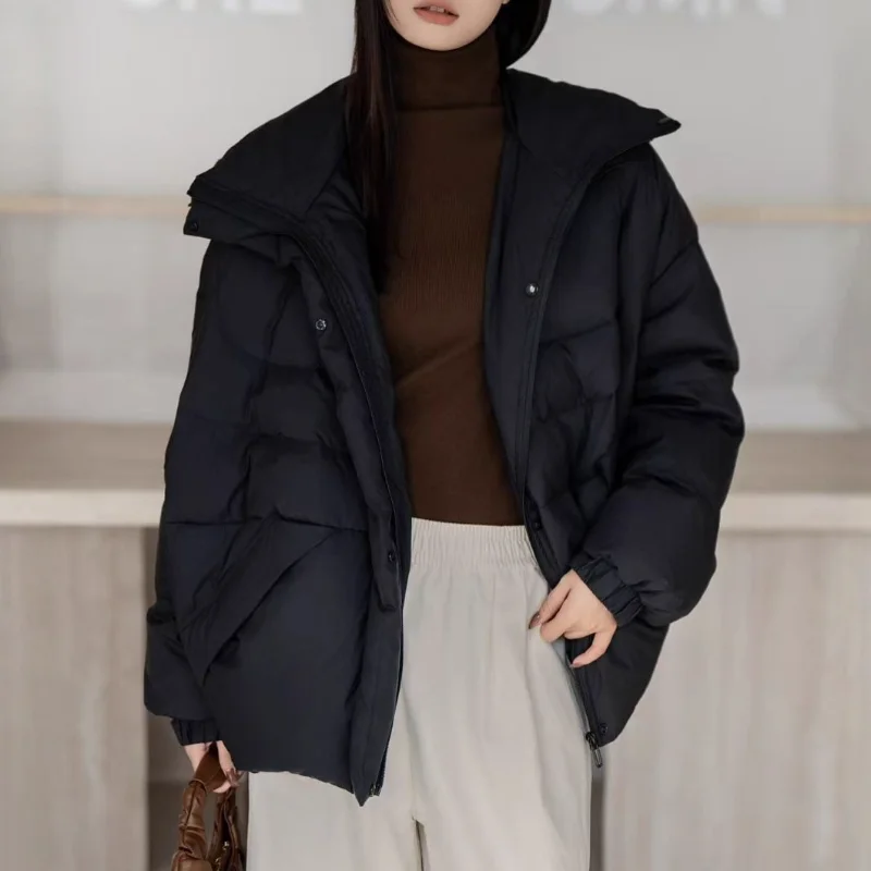 سترة نسائية قصيرة مع غطاء للرأس - 2025 نمط جديد فضفاض مناسب، عصري، تنحيف، متعدد الاستخدامات، سميك، معطف دافئ عصري