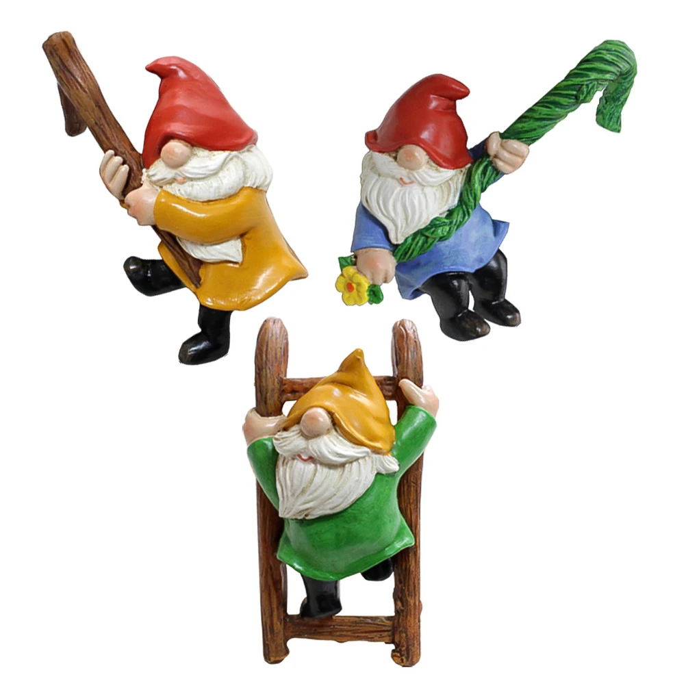

3pcs Gnome Statue Decorations Resin Gnome For Garden Material Weather Resistance Outdoor Yard Home Miniatures