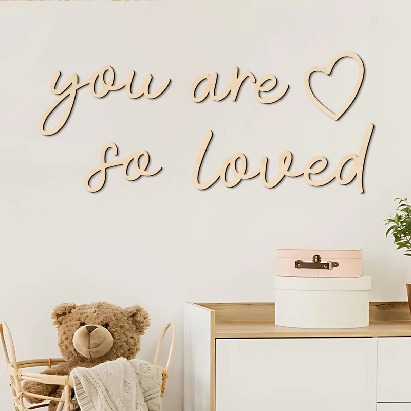 Charming 'You Are So Loved' Wooden Wall Sticker Reusable Wall Art Detachable Wood Phrase For Home Room Decor Wall Decoration