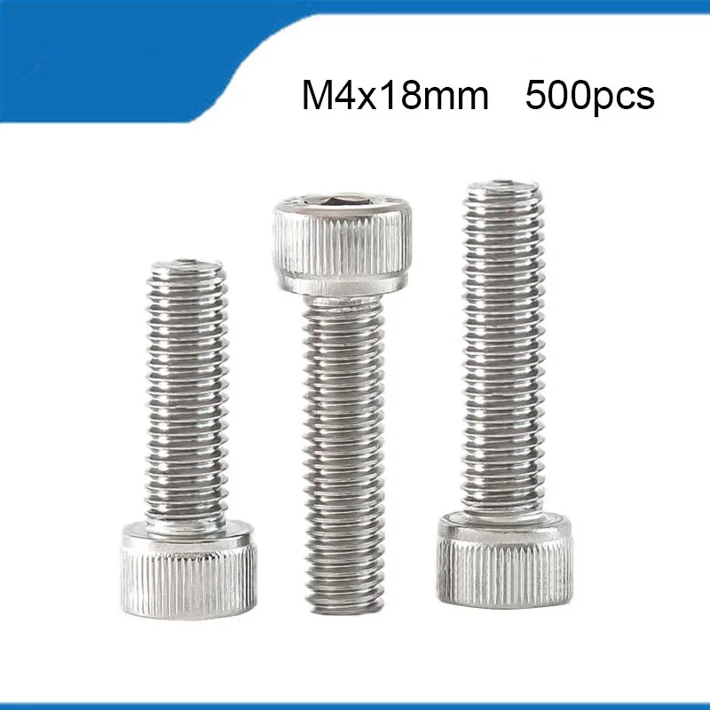 

Free Shipping 500pcs DIN912 M4*18mm A2 304 Stainless Steel M4 Screws Length 18mm Allen Hexagon Hex Socket Cap Head Screw M4 Bolt