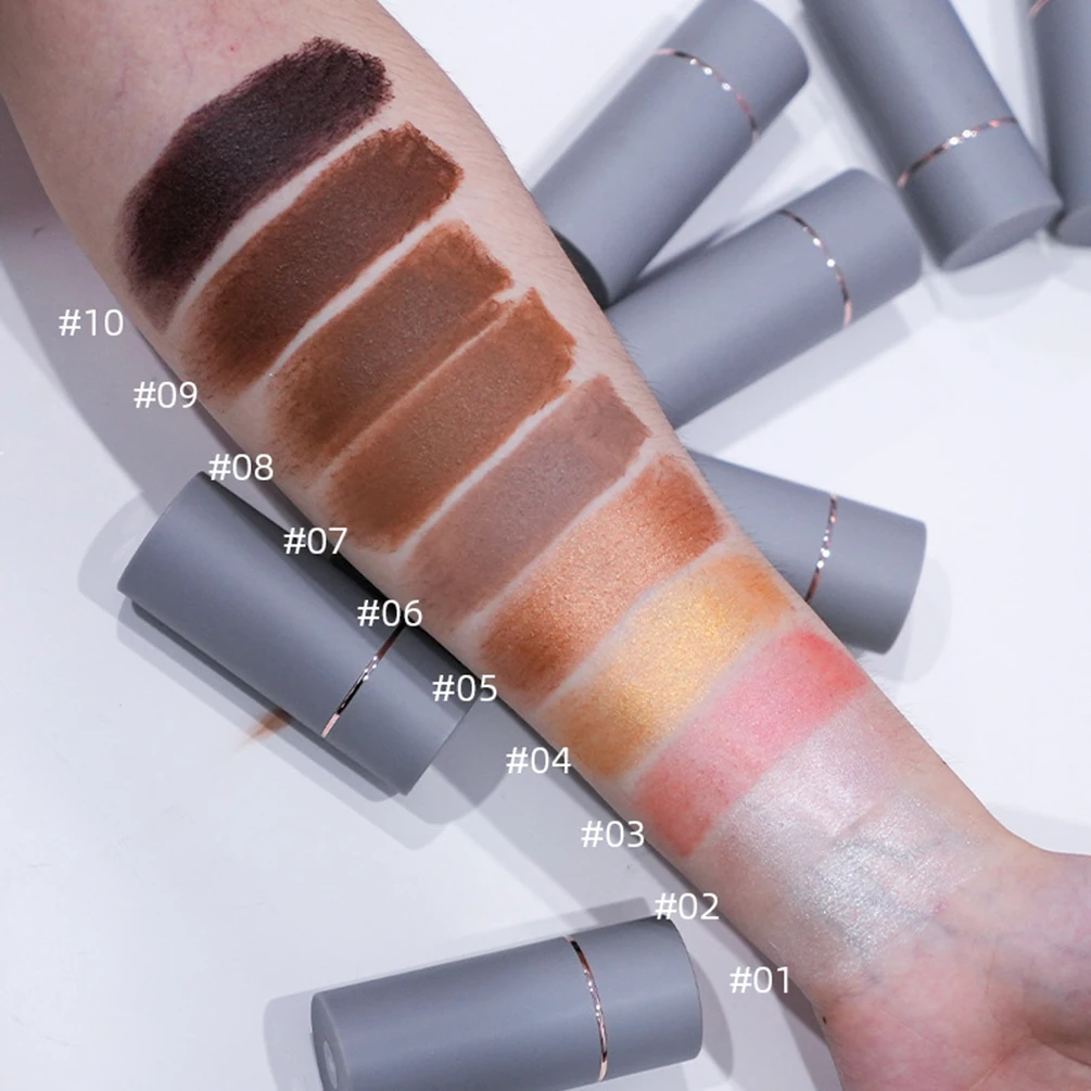 Highlighter Contour Stick Custom Logo Natural Brighten Face Makeup Long Lasting Waterproof Private Label Cosmetic Gray Packaging
