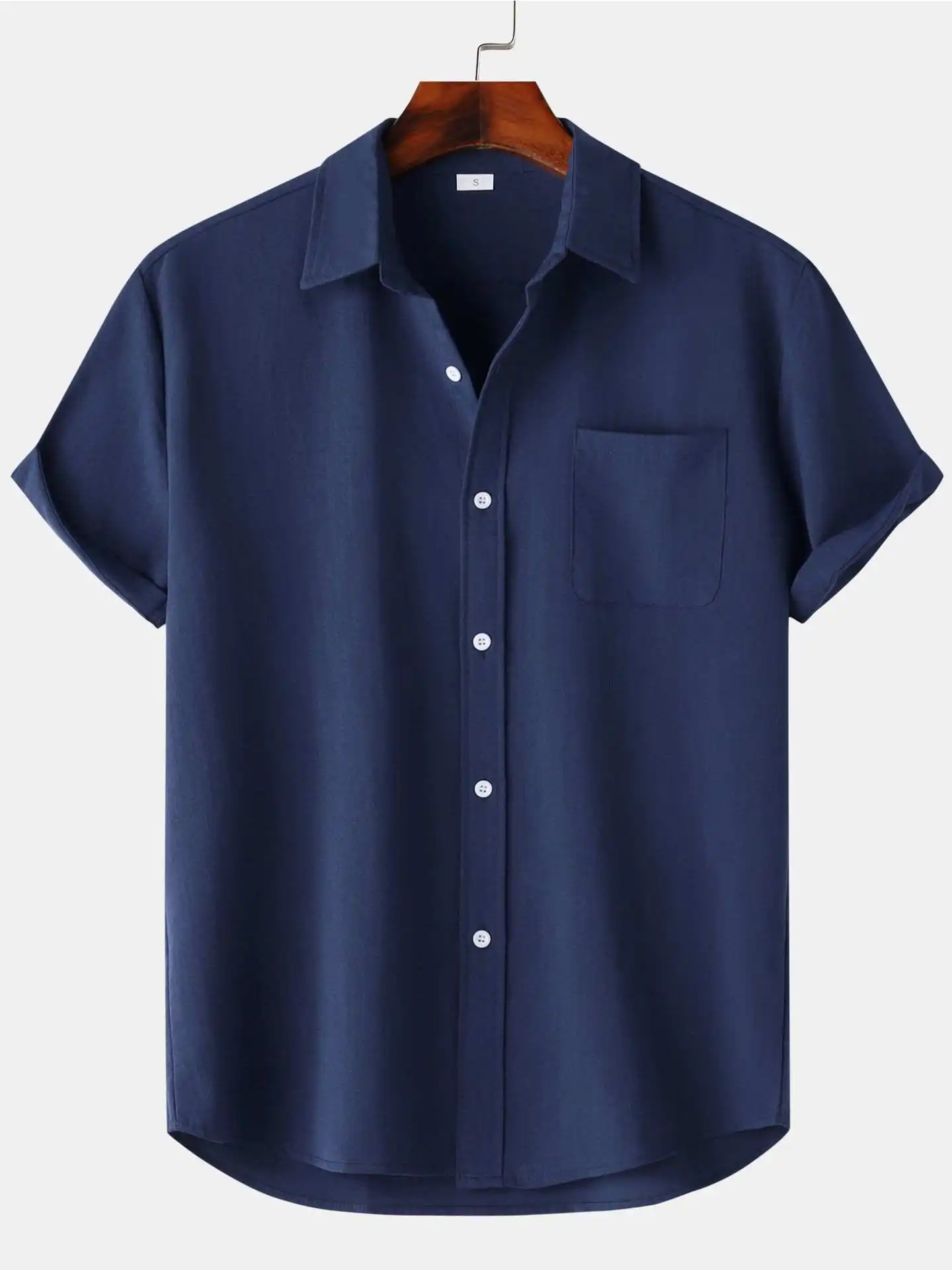 

Мужские летние топы свободного кроя ort Sve Button up irt Pure Color с отложным воротником большого размера в американском стиле, мужские летние топы irts