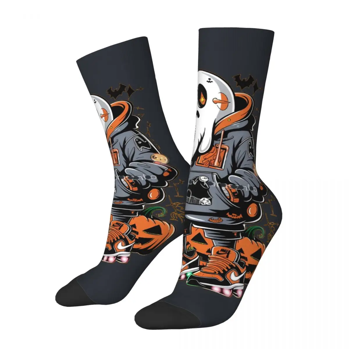 Crazy compression Halloween Ghost Classic Sock for Men Harajuku hip hop halloween2 Seamless Pattern Crew Sock Novelty