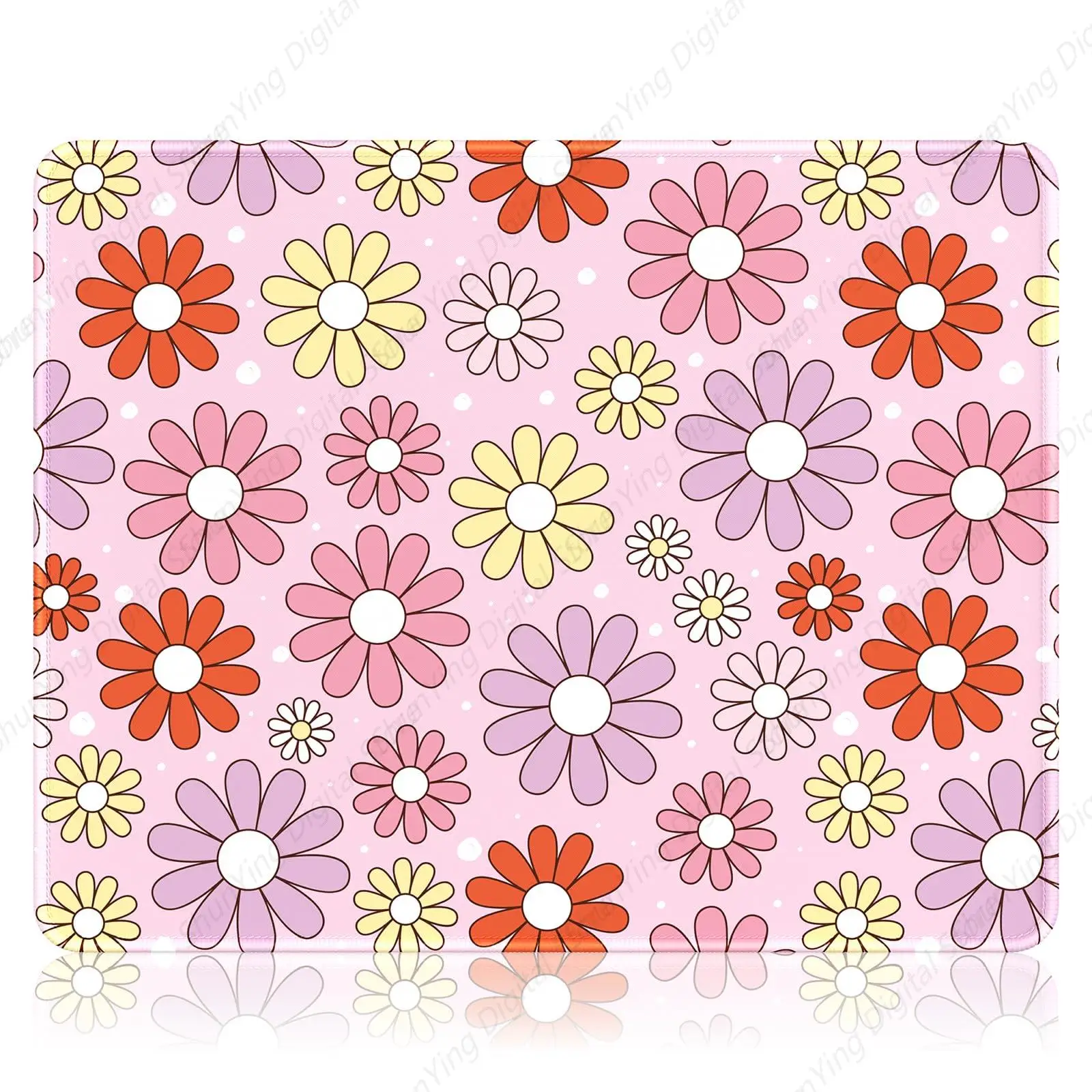 Red And Pink Flower Pattern Square Mouse Pad Anti Slip And Durable Rubber Mouse Pad Suitable For Gaming Work And Office Use