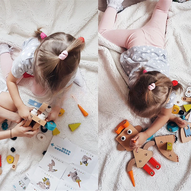 Toddler Toys Puzzle 3d Insert Fun and Ever-changing Cute Pets Montessori Educational Games Kids Wooden Board Games Constructor