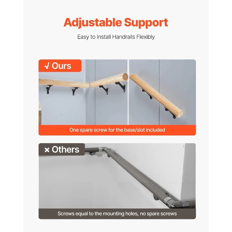 6 عبوات من دعامات أجهزة الدرابزين شديدة التحمل للدرج باللون الأسود غير اللامع