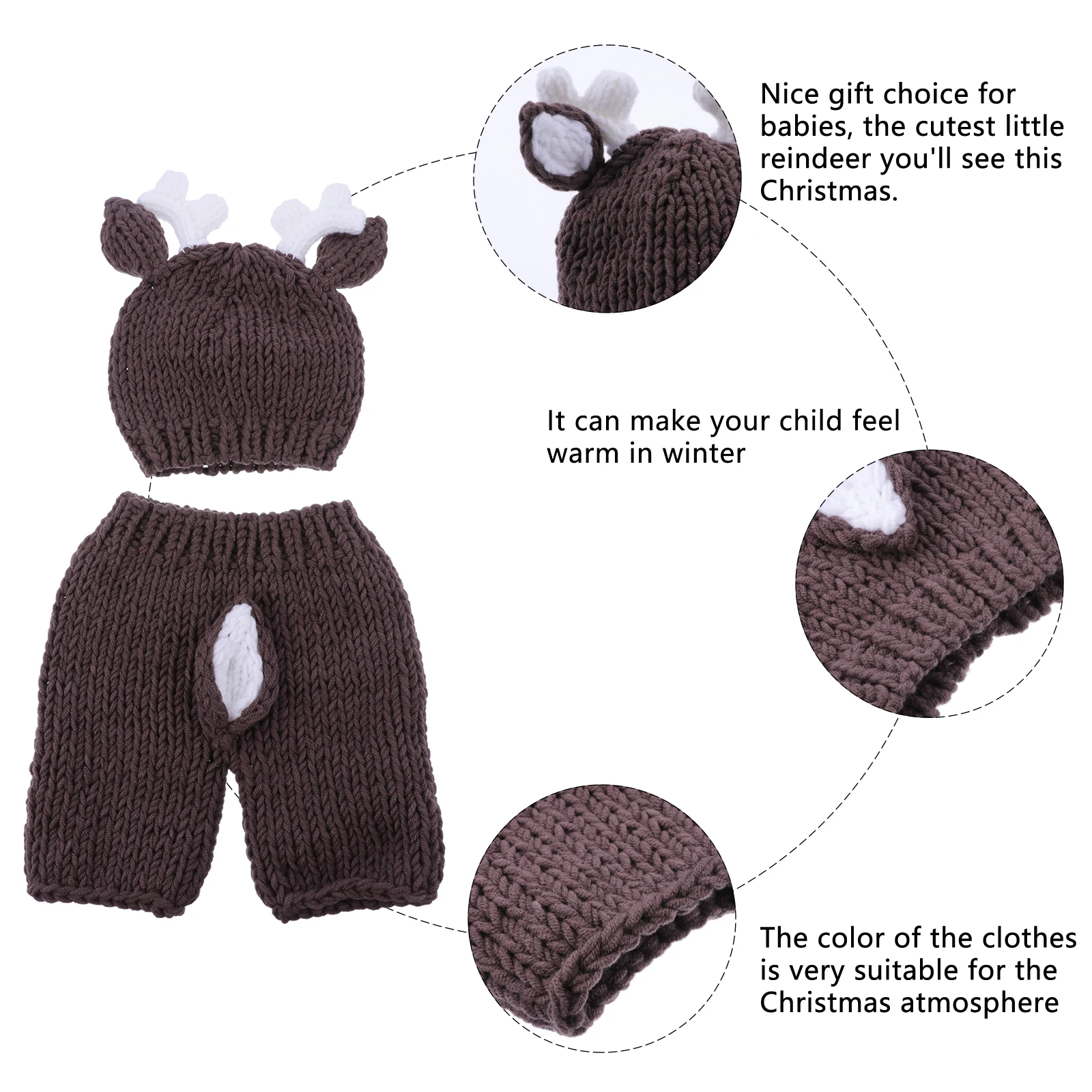 

1 Set Christmas Reindeer Baby Costume High-Grade Warm Clothing With Hat Holiday Party Outfit Kids Festival Wear Baby Christmas