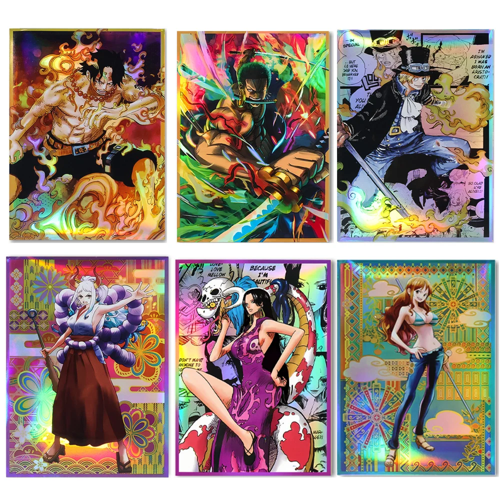 

60PCS One Piece Yamato/Roronoa Zoro/Nami Flash Card Sleeves for PTCG MGT Card Protector Laser Game Card Sleeves 67x92mm