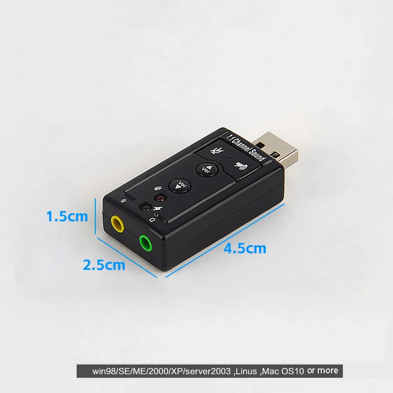 USB 2.0 Virtual 7.1 Sound Card External Audio Convert Adapter 2 Channel Independent Sound Card for Laptop PC Computer Speaker