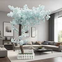 Artificial Cherry Blossom Trees Handmade Light Blue Fake Sakura Tree Indoor Outdoor Home Office Party Wedding