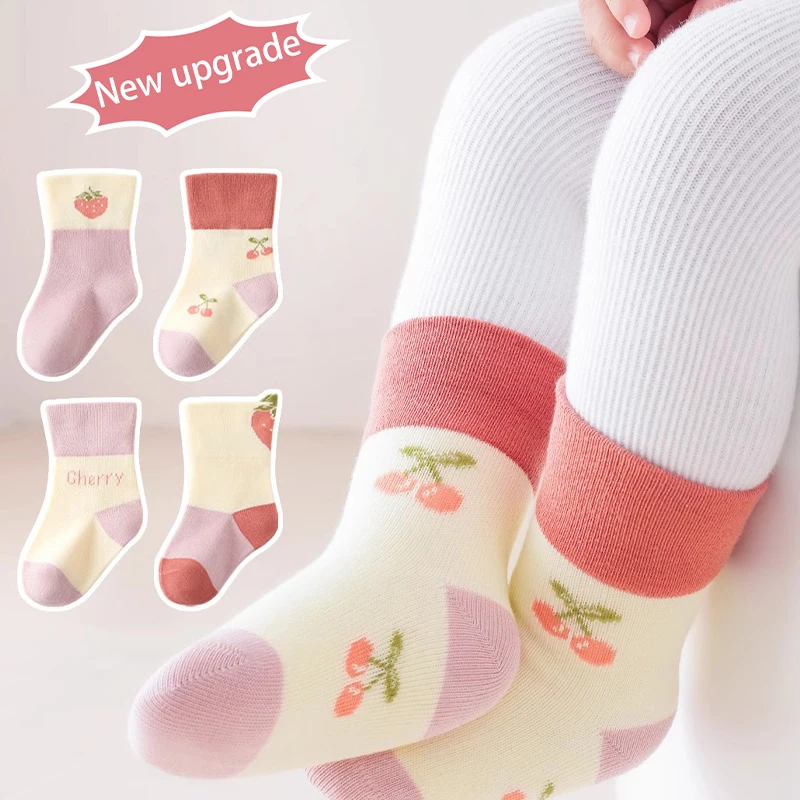 4Pairs 0-5Years Spring Autumn Newborn Toddlers Cotton Socks Moisture Wicking And Breathable Preferred Fabrics Baby Heaters Socks