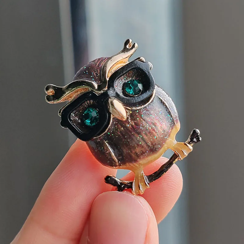 Cartoon Owl Brooch Pins Vintage Cute Wear Glasses Personality Animal Casual Party Office Brooches for Women Jewelry Gifts