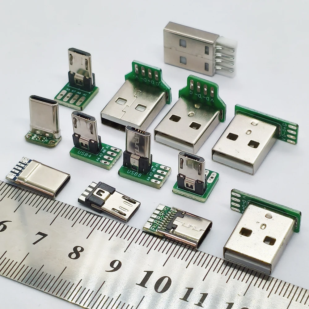 5Pcs USB 2.0 Micro USB Type-C Adapter Up Down Left Right Straight Head DIY Custom L-shaped Elbow 90 Degree Interface Male Female