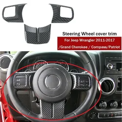 For Jeep Wrangler JK Compass Grand Cherokee 2011-2017 Car Steering Wheel Decoration Cover Trim Interior Mouldings Carbon Fiber
