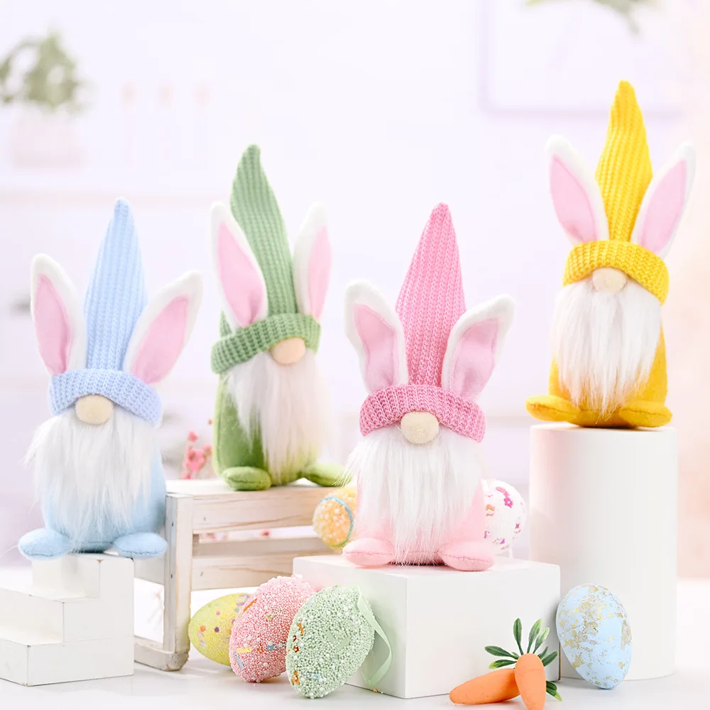 Easter Rabbit Dwarf Doll Cute Gnome Doll for Home Party Desktop Decoration Easter Ornaments Kids Gifts