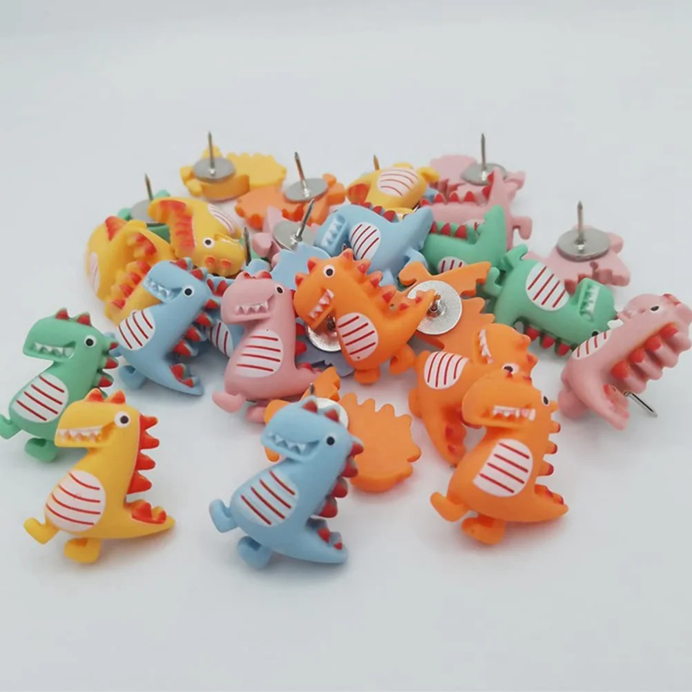 

20Pcs Cute Dinosaur Cork Board Push Pins Decorative Office Supplies for Photos Memo Notes Fun Desk Accessories Women