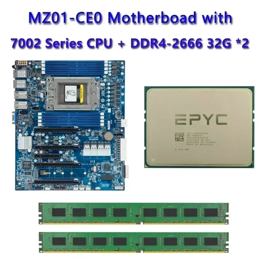 MZ01-CE0 REV2.X Carte Mère/32 Go DDR4-2666 RAM EPYC 7F72 7F52 7F32 7H12 7742 7702 7702P 7662 7642 7552 7542 7532 7502 CPU