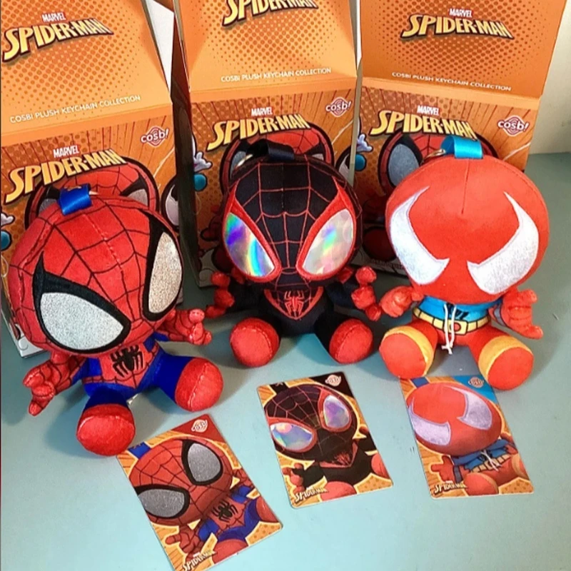

Genuine Hottoys Marvel Spider Man Cosbi Plush Keychain Blind Box Kawaii Anime Figure Decor Mystery Box Fans Customized Toy Gift