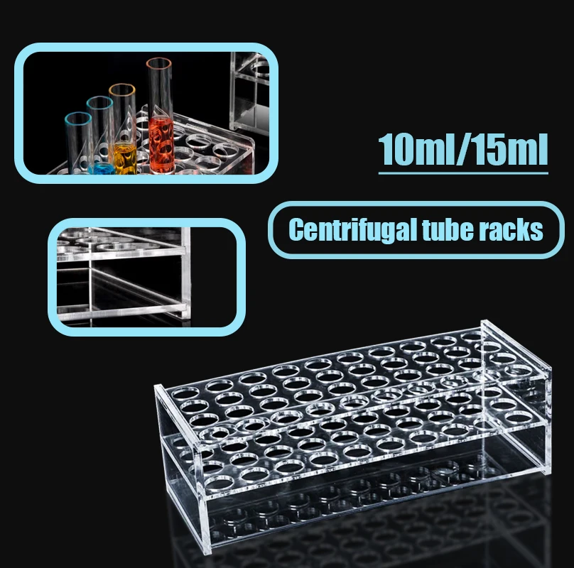 1Pcs 10/15ml 40holes Plexiglass Rack For Centrifuge Tube Transparent Rack Tubing Holder For School Lab