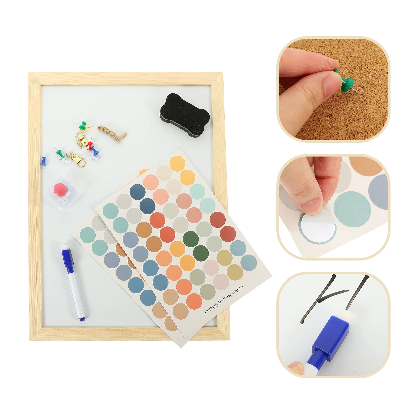 Double Sided Cork White Board 30x40cm Wall Mountable Removable Pins Included Office Home Bulletin Writable Boards