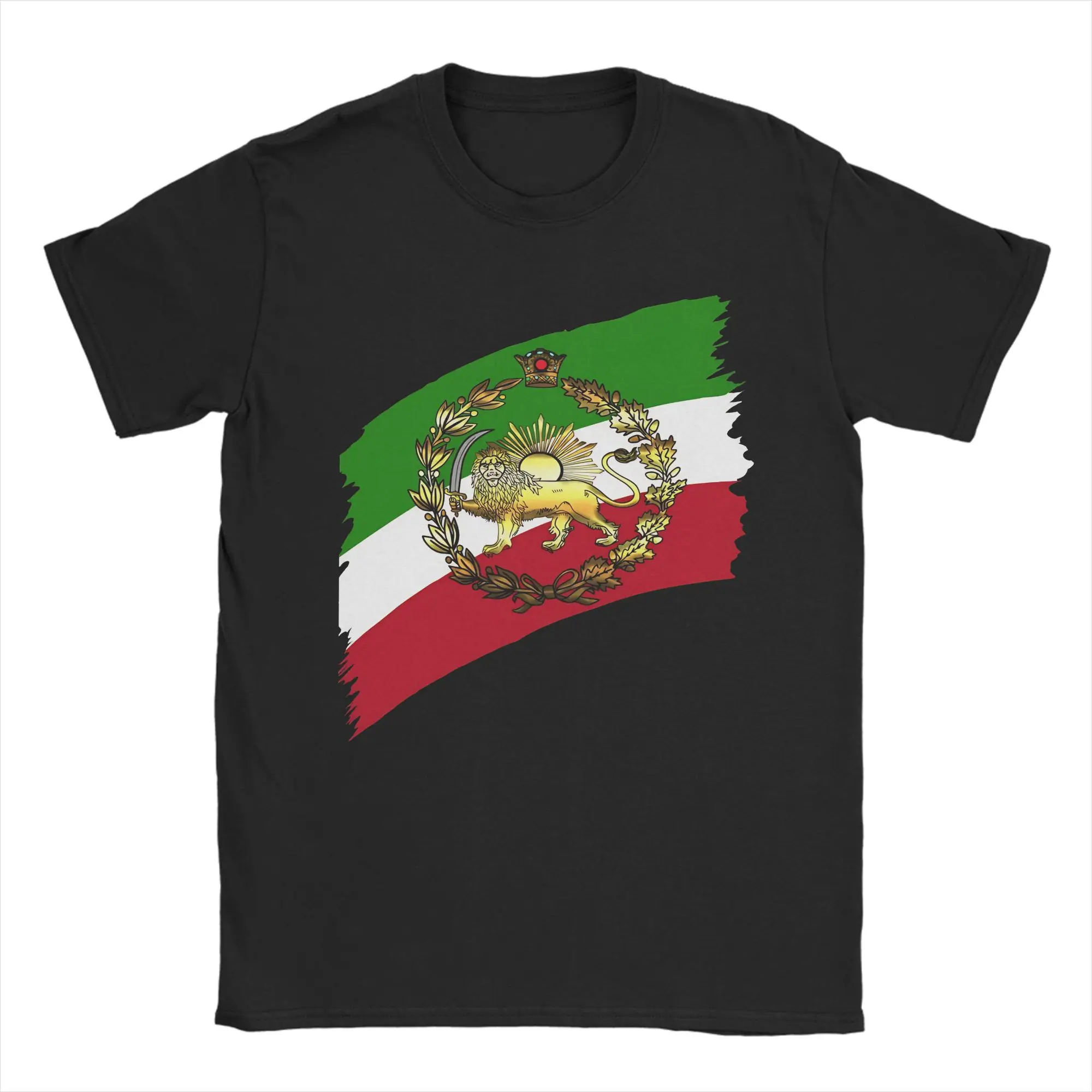 

Мужские футболки больших размеров с флагом Ирана, львом и короной, винтажные, с коротким рукавом, круглым вырезом, одежда