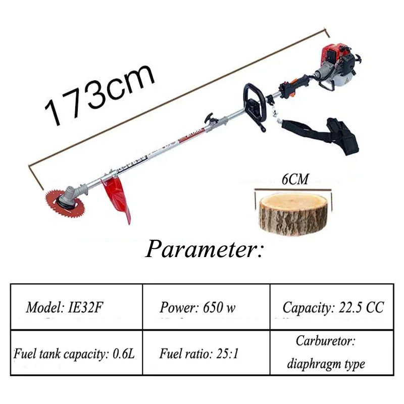 22.5cc Gasoline Lawn Mower & Long Reach Pole Chainsaw, Petrol Brush Tree Cutter Pruner High Altitude Chain Saws IE32F Engine