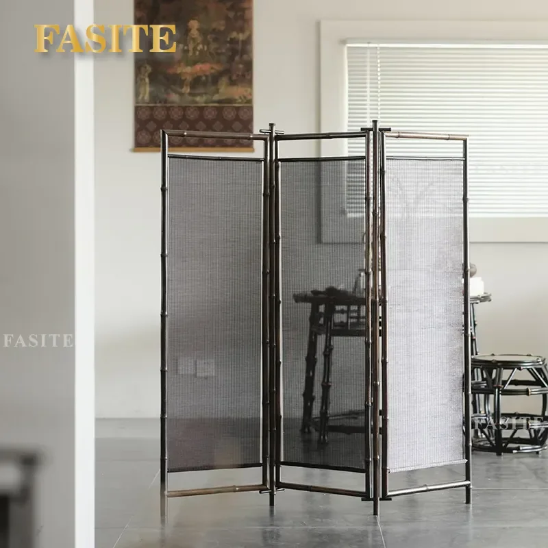 For Classical Purple Bamboo Filament Low Screen Chinese Partition Entrance Foldable Mobile Semi-transparent Divider for Tea