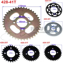 428 Chains 25T/31T/32T/37T/39T/41T/42T/48T 48mm 76mm Rear Chain Sprocket for ATV Quad Pit Dirt Bike Buggy Go Kart Motorcycle