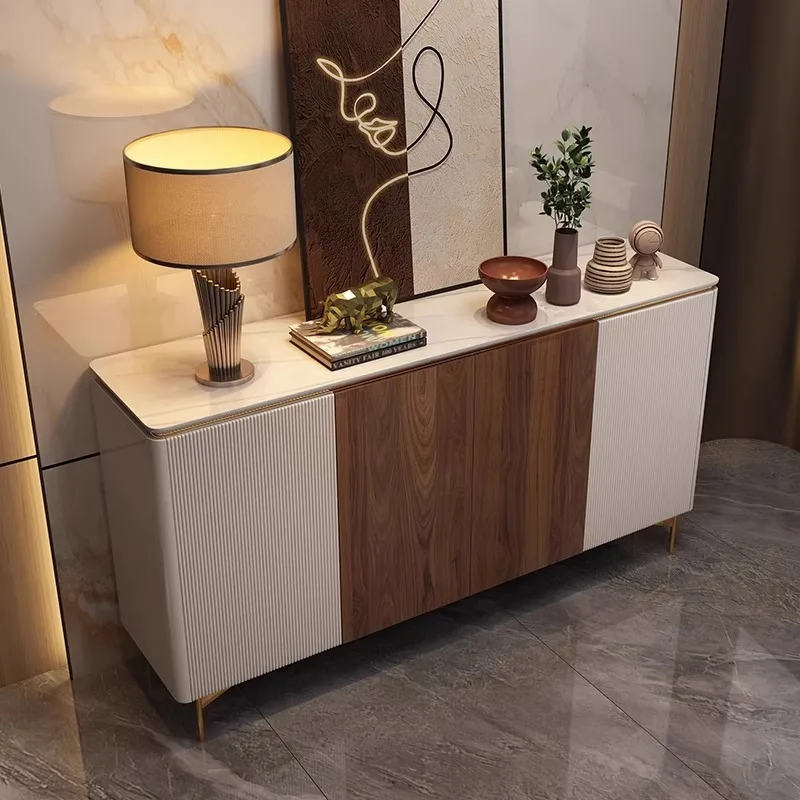 

Light luxury Italian medieval style solid wood dining side cabinet modern living room partition locker foyer high-end