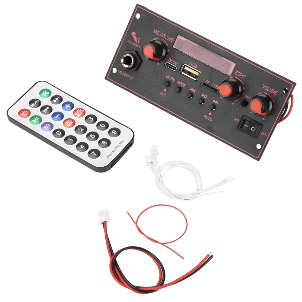

DC 3.7-5V MP3 5.0 Bluetooth decoding board amplifier board with microphone function 2x10W with amplifier without batteries