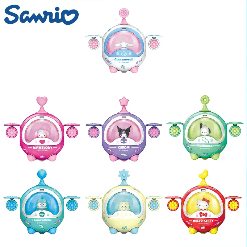 

New Kawaii Sanrio Gacha Spaceship Blind Box Hello Kitty Melody Kuromi 7 Styles Assembling Model Desktop Decorations Kid Toy Gift