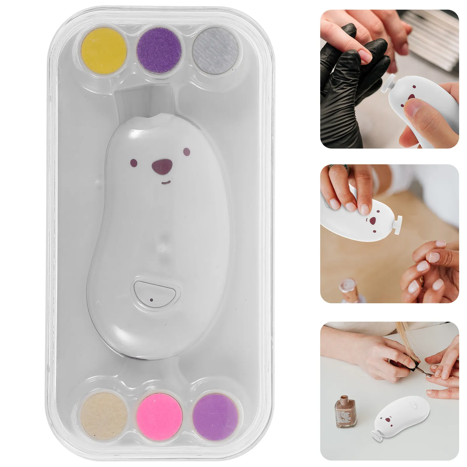 

Набор электрических триммеров для ногтей: пилка, инструмент для маникюра и ухода, LED-подсветка, 6 насадок для шлифовки, безопасные кусачки для ногтей