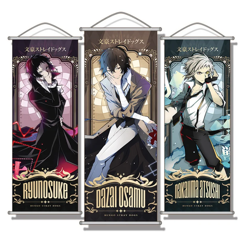 Bungo Stray Dogs Nakajima Atsushi Dazai Osamu Poster Scroll Hanging Painting Mural Velvet 25*70cm Peripheral Anime Decorations