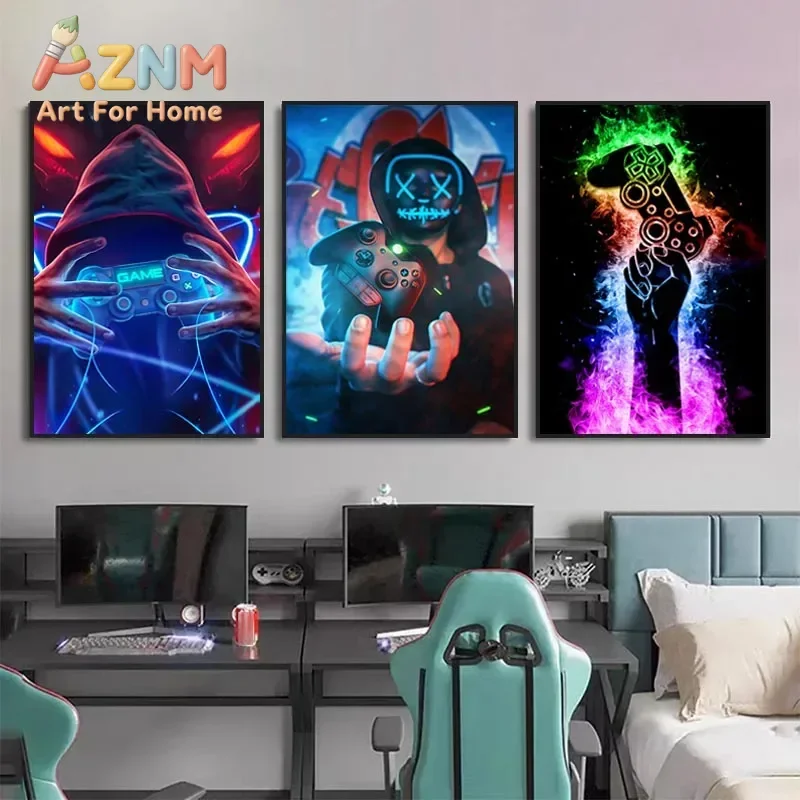 Punk Style Gaming Room Gamepad Canvas Paintings Posters and Prints Wall  Pictures Gamer for Boys Children Room Decor Gift