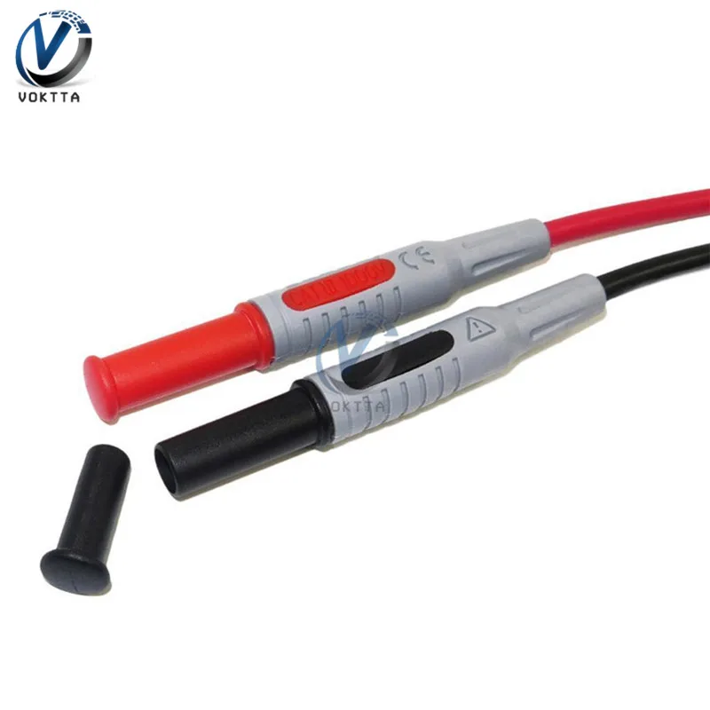 P1032/P1033 4mm 1000V 15A Banana Plug Test Line Injection Molded Straight/Right Angle to Straight Multimeter Silicone Wire Cable