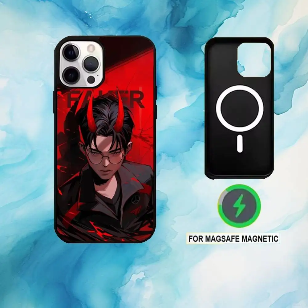 Funda de teléfono SKT T1 Faker L-LOL para iPhone17,16,15,14,13,12,11 Plus,Pro Max carga inalámbrica magnética Magsafe