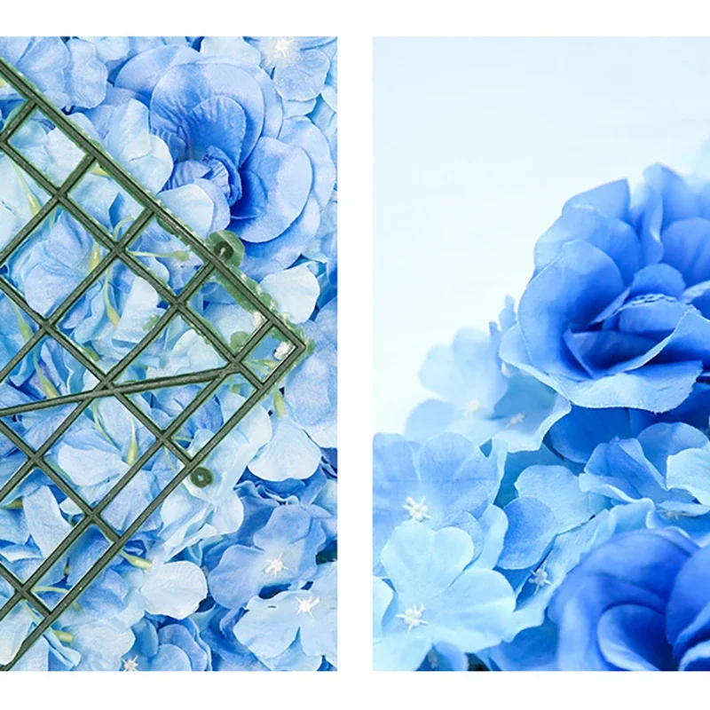 Flower Wall Panel  Artificial Flower Panels for Party Wedding Decoration Bridal Shower Decor Blue Silk Floral Plants