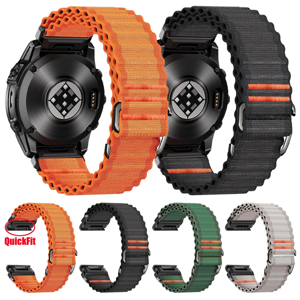 Correa de nailon para reloj Garmin Epix Pro 47mm 51mm/Fenix 8 E 7 7X 6 6X 5X/TACTIX 8/Descent G2 QuickFit 26mm 22mm
