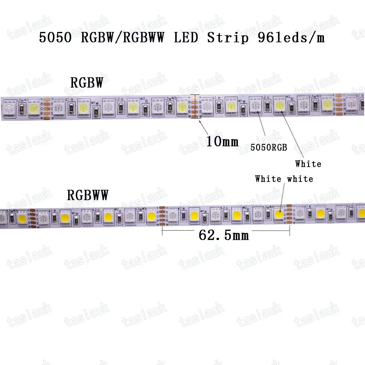 Imagem -02 - Rgbw 5050 Tira de Luz Led Rgbw Rgbww 60 96leds m 12v 24v Ip20 à Prova Dágua Branco Branco Quente para Decoração do Quarto 10 mm 12 Milímetros