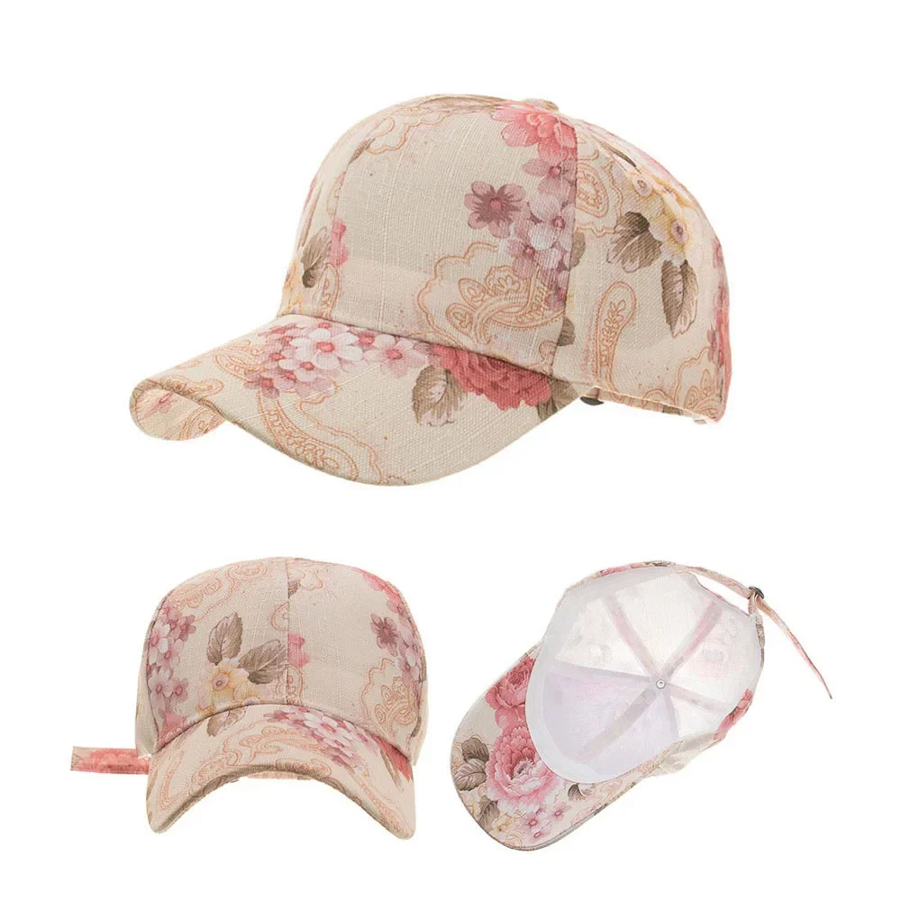 Fashion Floral Baseball Cap Women Lady Adjustable Flower Hats Summer Thin Breathable Baseball Caps Hat Print Snapback Casquette