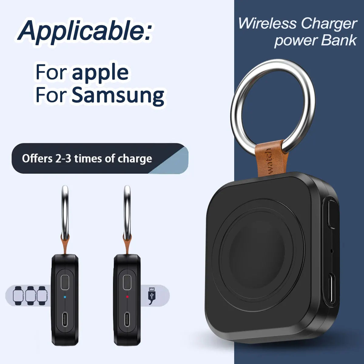 

Магнитное зарядное устройство для быстрой зарядки Apple Watch / Samsung Galaxy Watch 2, доступные модели, зарядка Type-C, портативный дизайн