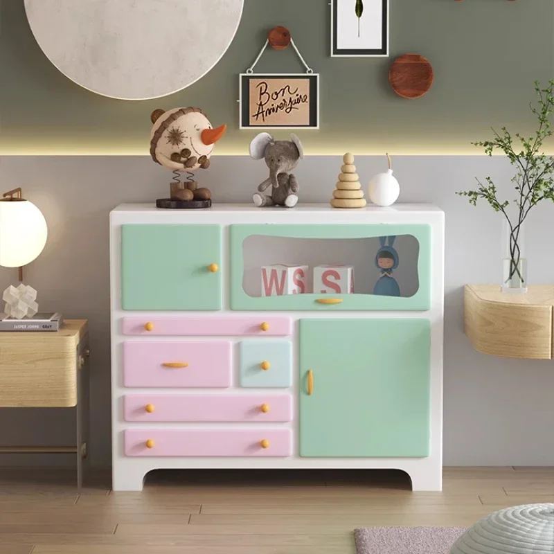Dopamine color chest cabinet, Nordic modern simple side cabinet, living room entrance cabinet, creative wall decoration cabinet